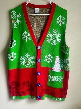 Green & Red Samuel Adams Holiday Sweater Vest size Large unisex